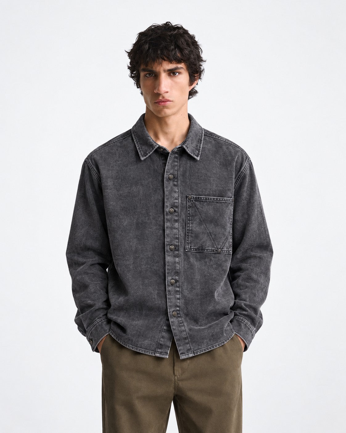 KH Society Boxy Fit Shirt — Washed Black
