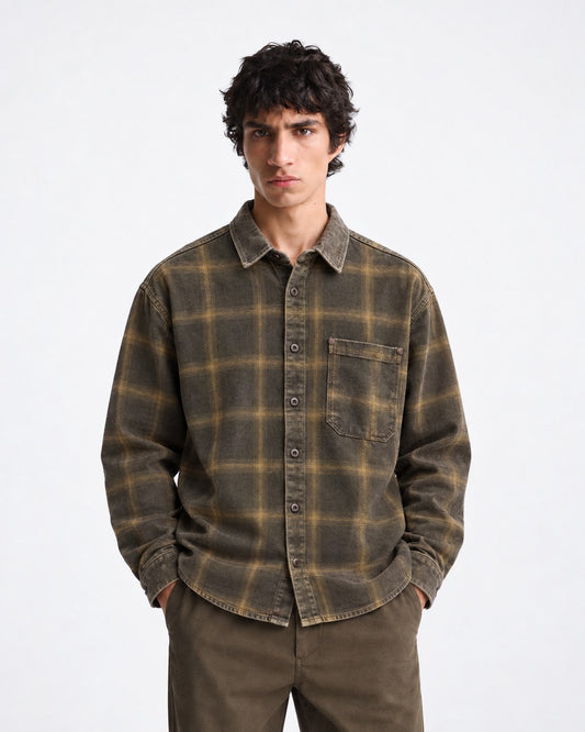 KH Society Autumn Check Overshirt — Brown Check