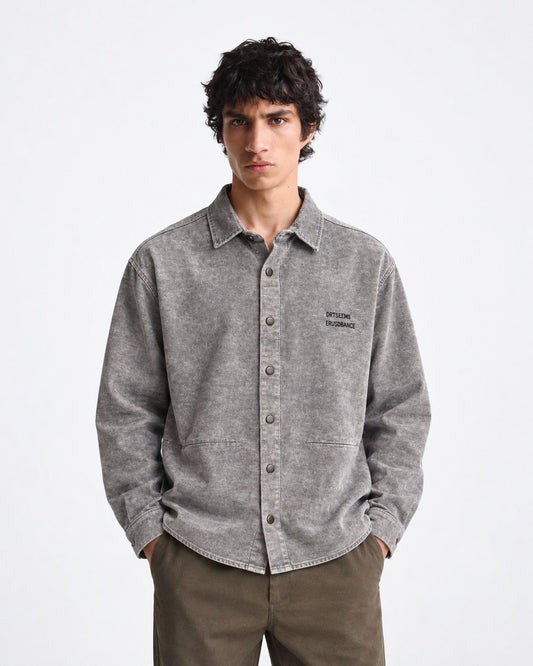KH Society Embroidered Overshirt — Light Grey