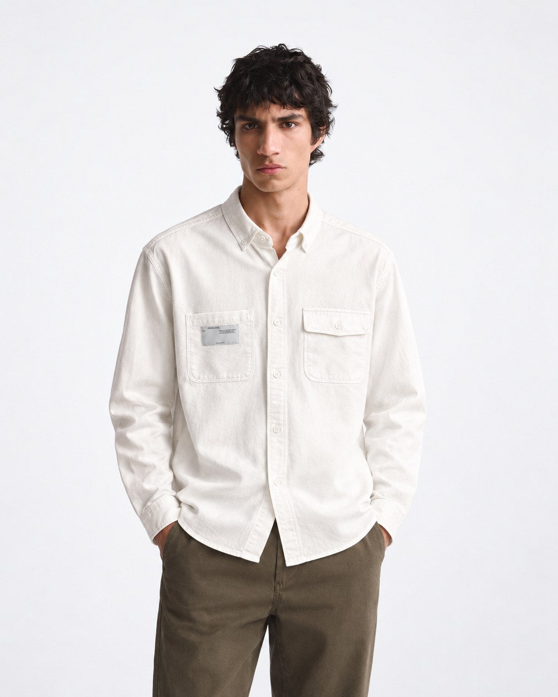 KH Society Autumn Label Pocket Shirt — Off White