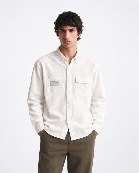KH Society Autumn Label Pocket Shirt — Off White