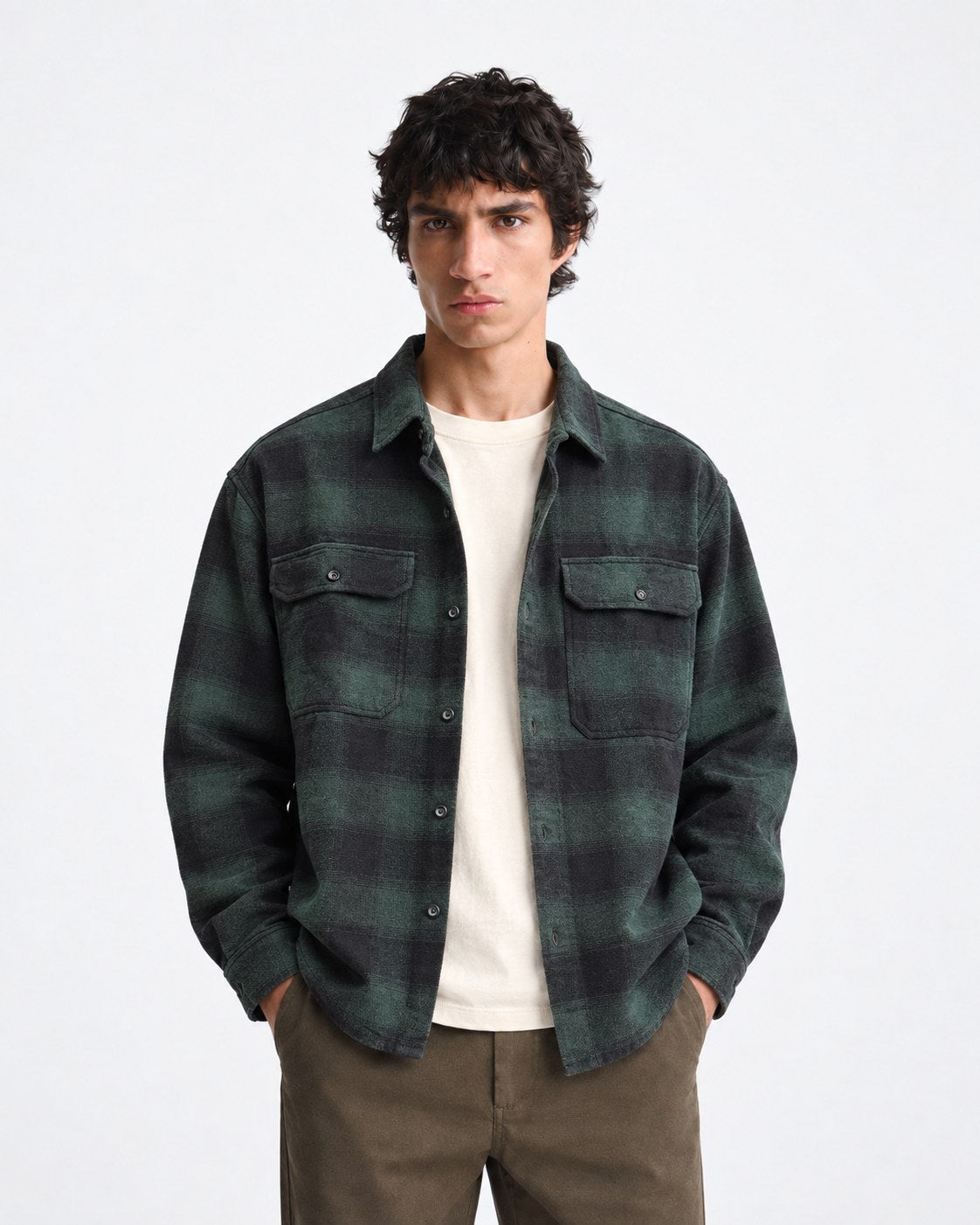 KH Society Autumn Plaid Overshirt — Green Plaid