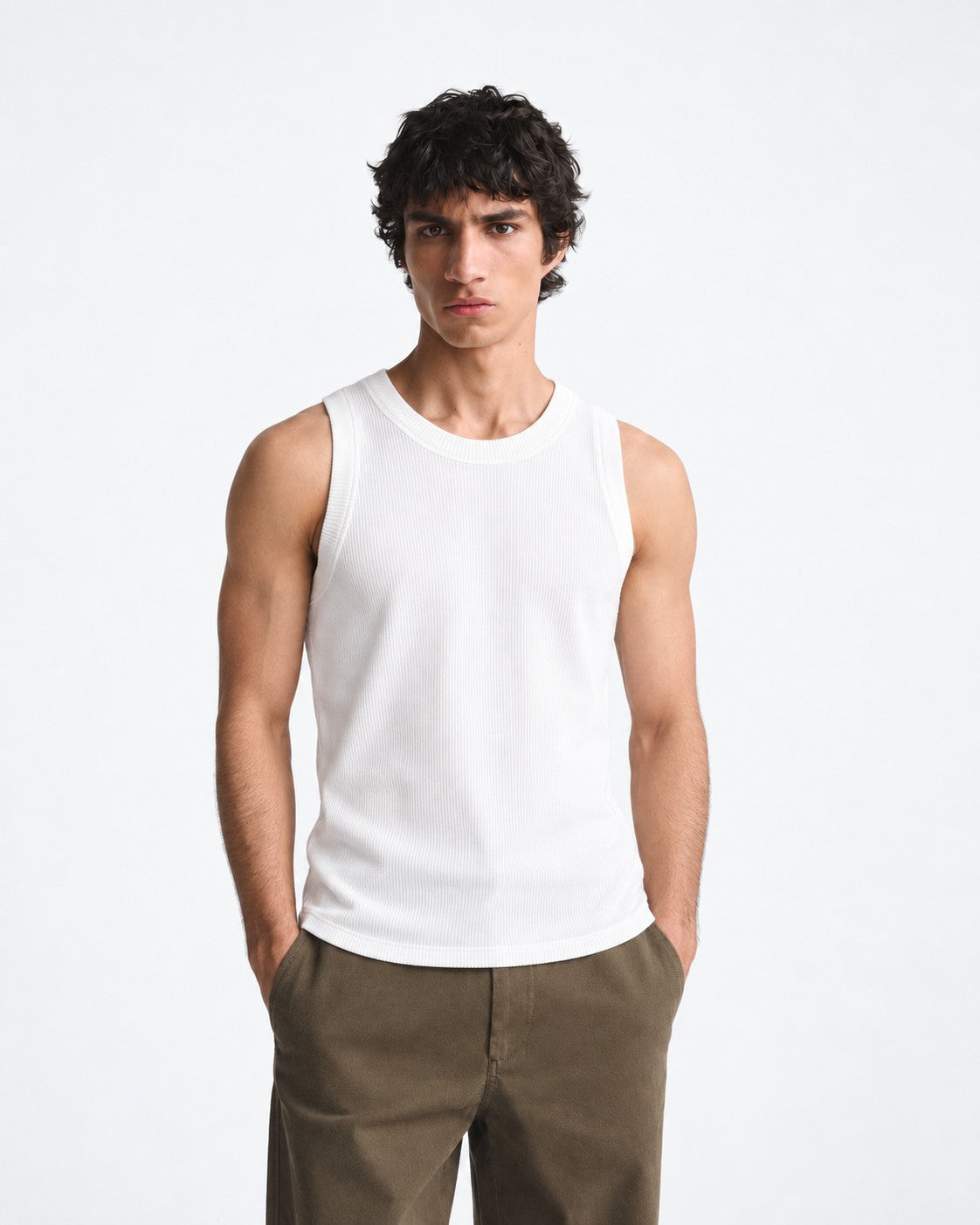 KH Society Ribbed Tank Top — White
