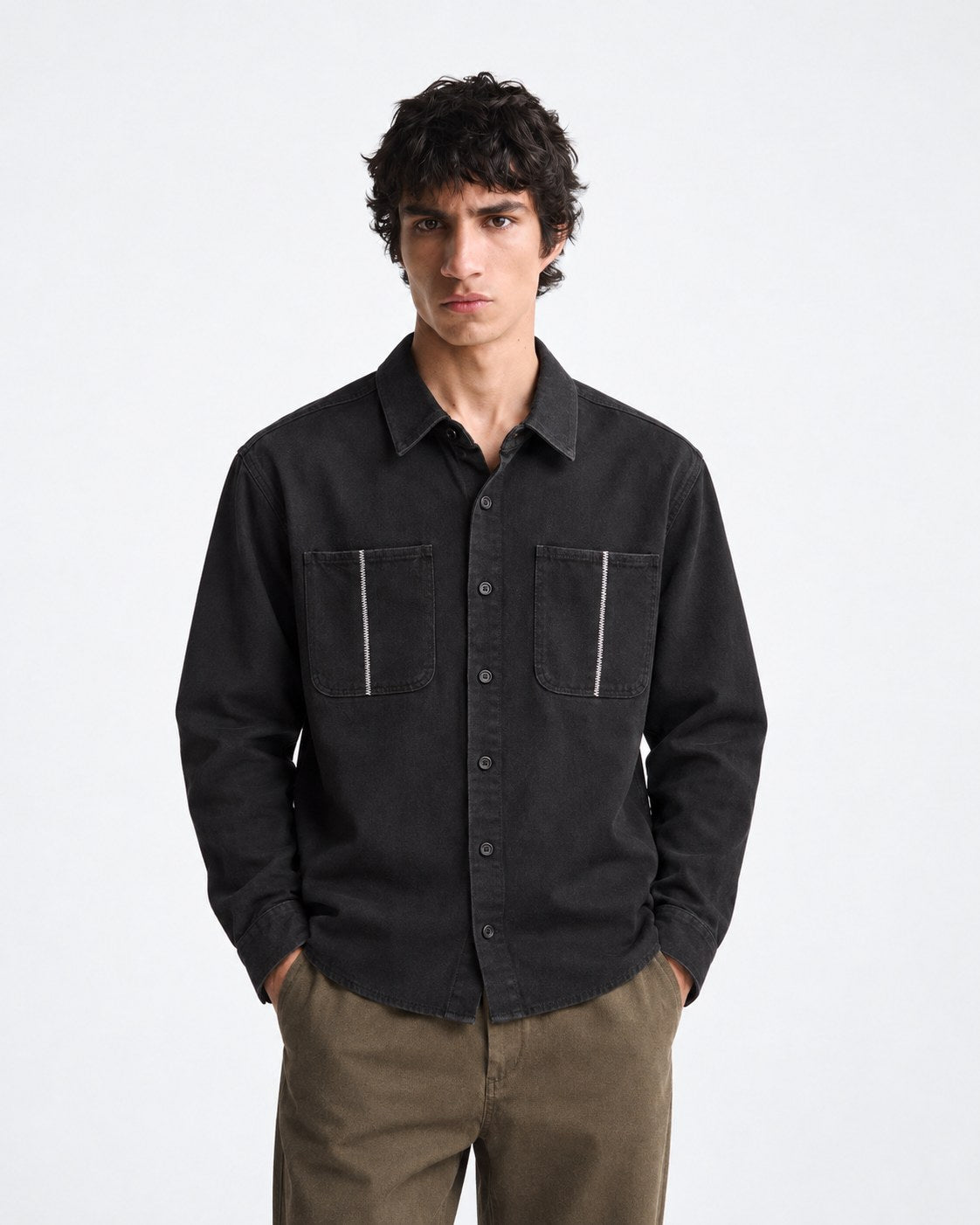 KH Society Autumn Stitch Pocket Shirt — Black