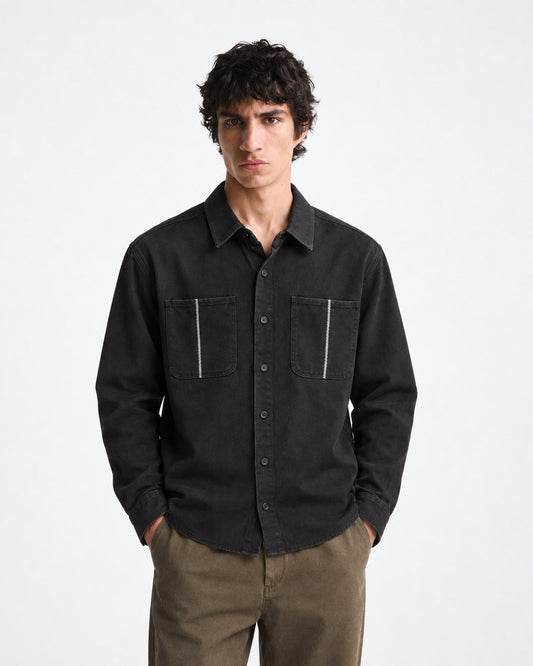 KH Society Autumn Stitch Pocket Shirt — Black